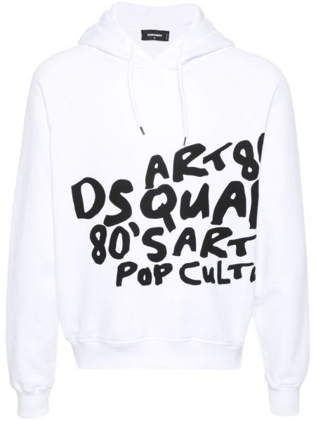 Pamučna hoodie s kapuljačom Dsquared2 bijela