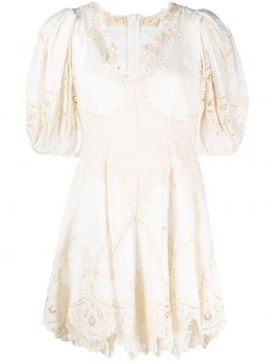 Коктейлна рокля с дантела Zimmermann бяло