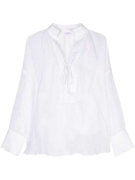 Πλισέ μπλούζα με λαιμόκοψη v Ferragamo λευκό