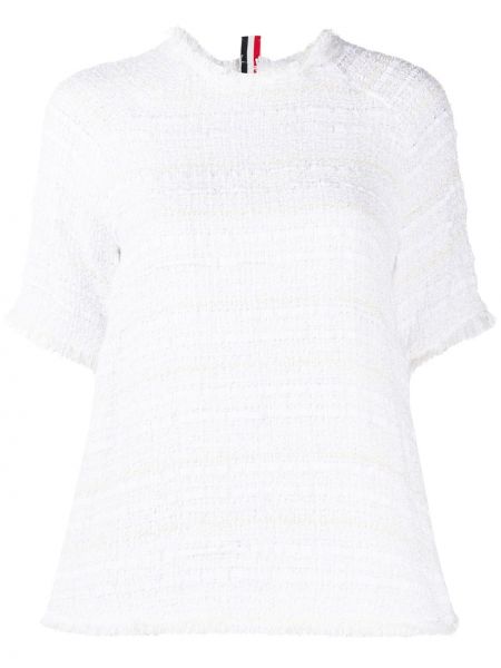 Blusa de tweed plisada Thom Browne blanco