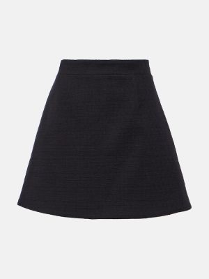 Pamučna mini suknja visoki struk od tvida Patou crna