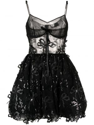 Tylové průsvitné koktejlové šaty Simone Rocha černé