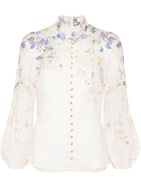 Bluză cu model floral cu imagine Zimmermann alb