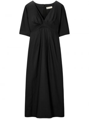 Midi obleka z v-izrezom Tory Burch črna