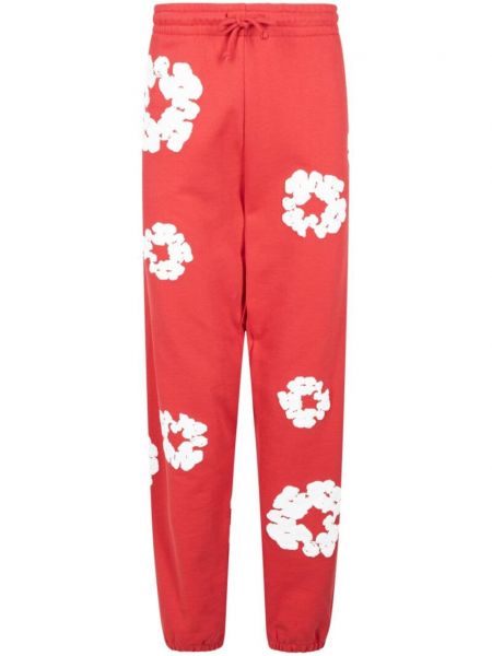 Spodnie sportowe bawełniane z nadrukiem Denim Tears czerwone