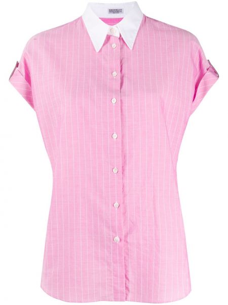 Camisa a rayas Brunello Cucinelli rosa