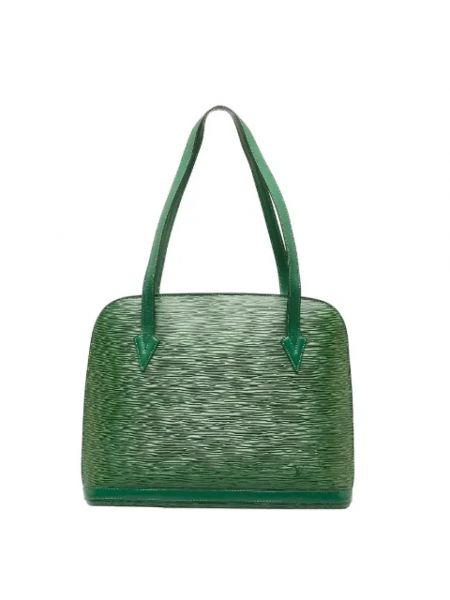Shopperka skórzana retro Louis Vuitton Vintage zielona
