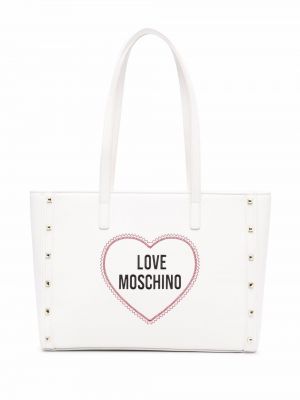 Brodert shoppingbag Love Moschino hvit