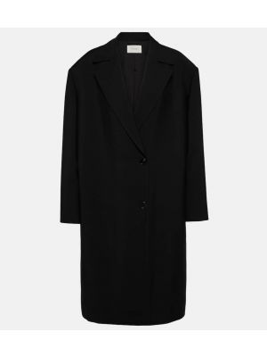 Černý oversized vlněný kabát The Row