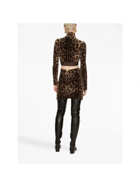 Crop top con estampado leopardo Dolce & Gabbana
