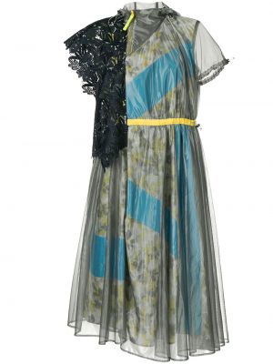 Платье в цветочный принт Kolor, серебряное