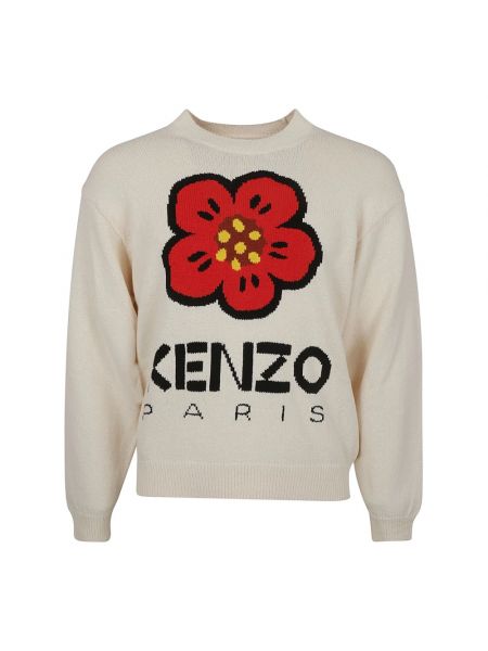 Sweter w kwiatki Kenzo beżowy