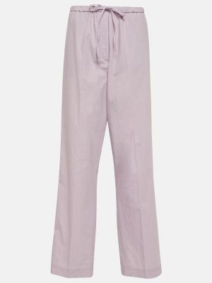 Bavlněné rovné kalhoty s vysokým pasem Totême růžové
