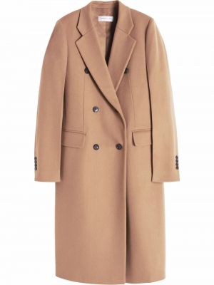 Płaszcz dwurzędowy wełniany Victoria Beckham, brązowy