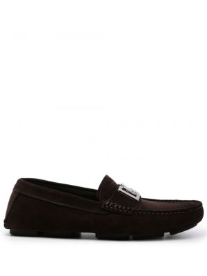 Pantofi loafer din piele de căprioară Dolce & Gabbana maro