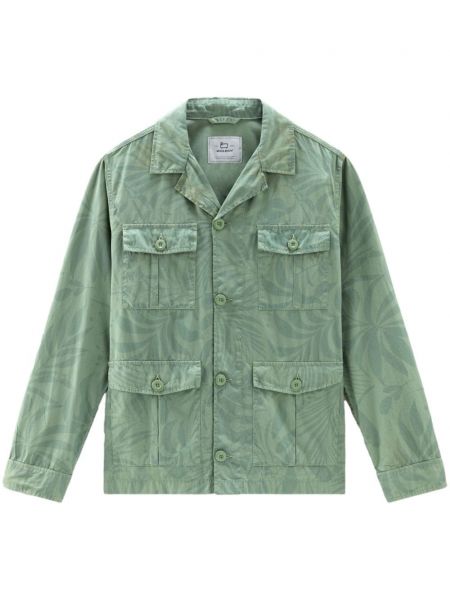 Atogrąžų raštuota medvilninė marškiniai Woolrich žalia