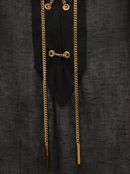 Krepové čipkované šnurovacie šaty Michael Kors Collection čierna