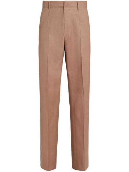 Pantalon droit en lin Zegna marron