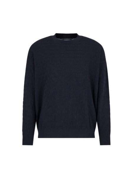Sweter żakardowy Emporio Armani niebieski