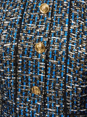 Tvídové midi šaty s dlhými rukávmi Giambattista Valli modrá