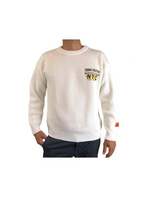 Dzianinowy sweter z okrągłym dekoltem Heron Preston biały