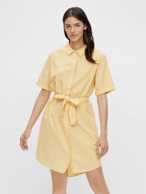 Pruhované košilové šaty Pieces žluté