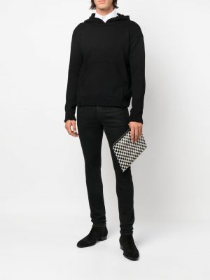Megztas džemperis su gobtuvu su nubrozdinimais Saint Laurent juoda