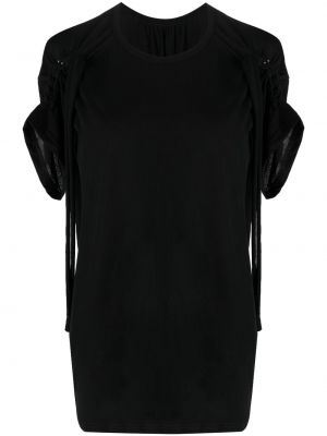 Drapované bavlněné tričko jersey Yohji Yamamoto - černá
