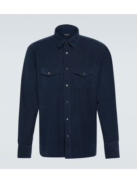 Camisa de pana de algodón Tom Ford azul