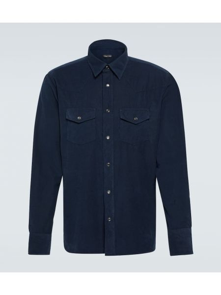 Chemise en velours côtelé en velours en coton Tom Ford bleu