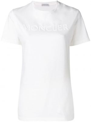 T-shirt brodé avec perles Moncler blanc