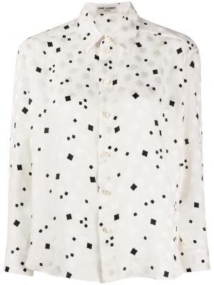 Camisa con estampado con estampado abstracto Saint Laurent blanco