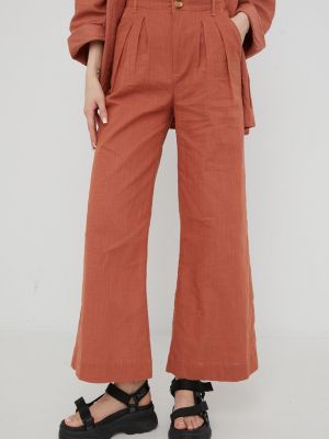 Billabong pamut nadrág Billabong X Madi női, narancssárga, magas derekú széles