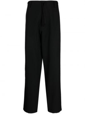Gyapjú egyenes szárú nadrág Yohji Yamamoto fekete