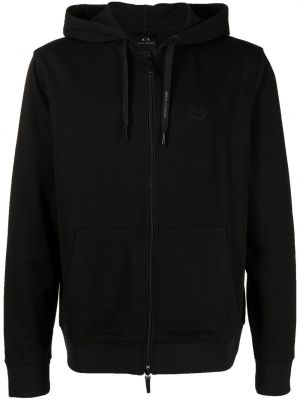 Zip brodert hettegenser Armani Exchange svart