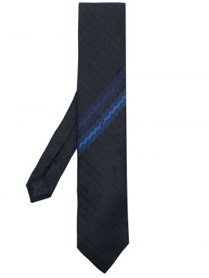 Jedwabny krawat w paski Lanvin niebieski