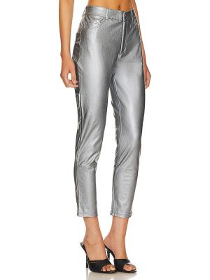 Pantaloni di pelle con tasche di ecopelle Commando argento