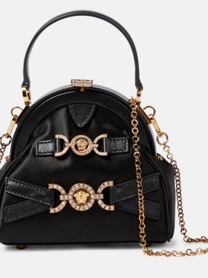 Сатенени шопинг чанта Versace черно