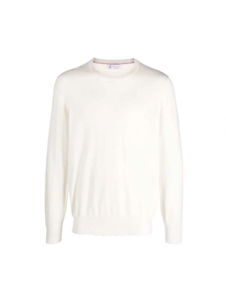 Dzianinowy sweter Brunello Cucinelli biały
