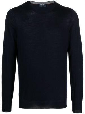 Vilnas džemperis merino ar apaļu kakla izgriezumu Barba zils