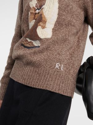 Kašmírové vlněné polokošile Polo Ralph Lauren hnědé