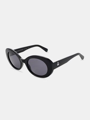 Черные овальные женские солнцезащитные очки Benetton