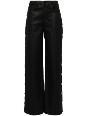 Voľné džínsy s vysokým pásom 3x1 čierna