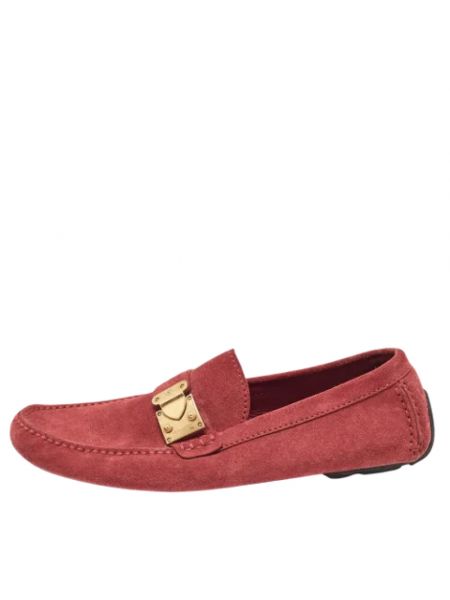 Półbuty zamszowe Louis Vuitton Vintage czerwone