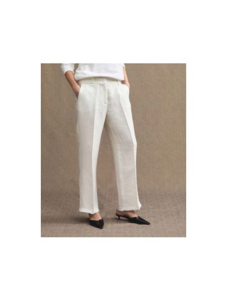 Pantalones rectos de lino Peuterey blanco