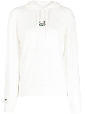 Bluza z kapturem bawełniana z nadrukiem Lacoste biała