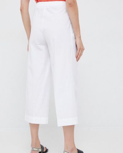 Bavlněné kalhoty s vysokým pasem Sisley bílé