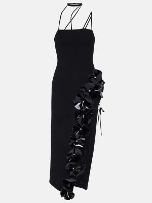 Φλοράλ μάλλινη μίντι φόρεμα David Koma μαύρο