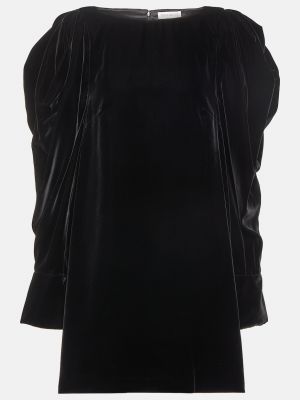 Бархатное платье мини с пышными рукавами Nina Ricci черное