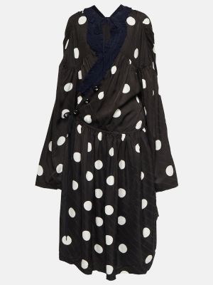 Drapované žakárové puntíkaté midi šaty Balenciaga